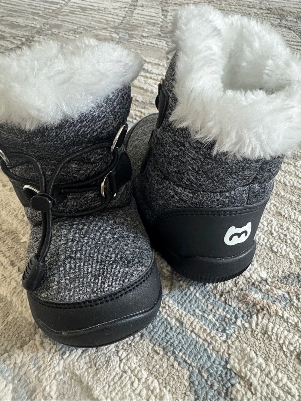 Kids Gray Winter Boots with Faux Fur Lining